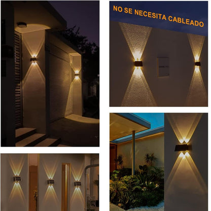 Lampara Exterior De Pared 4 Led Recargab